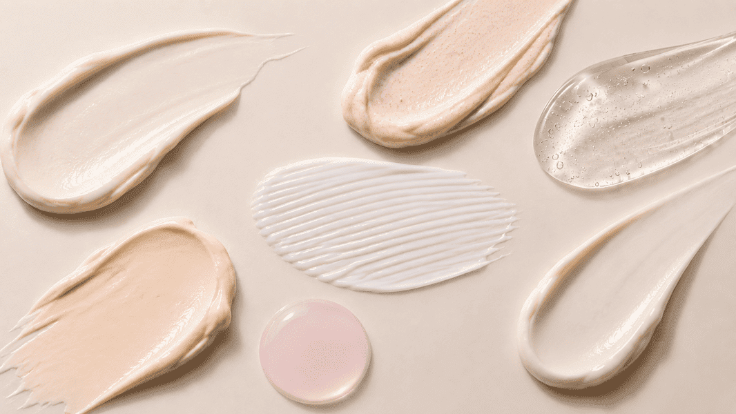 Assorted cosmetic primer textures in cream, gel and serum finishes